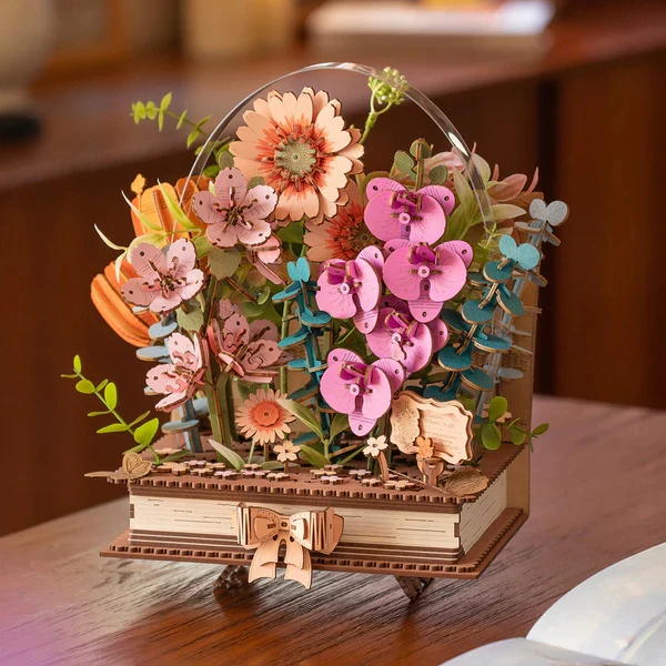 3D WOODEN BLOOMING BOOK FLOWER PUZZLE - Image 3
