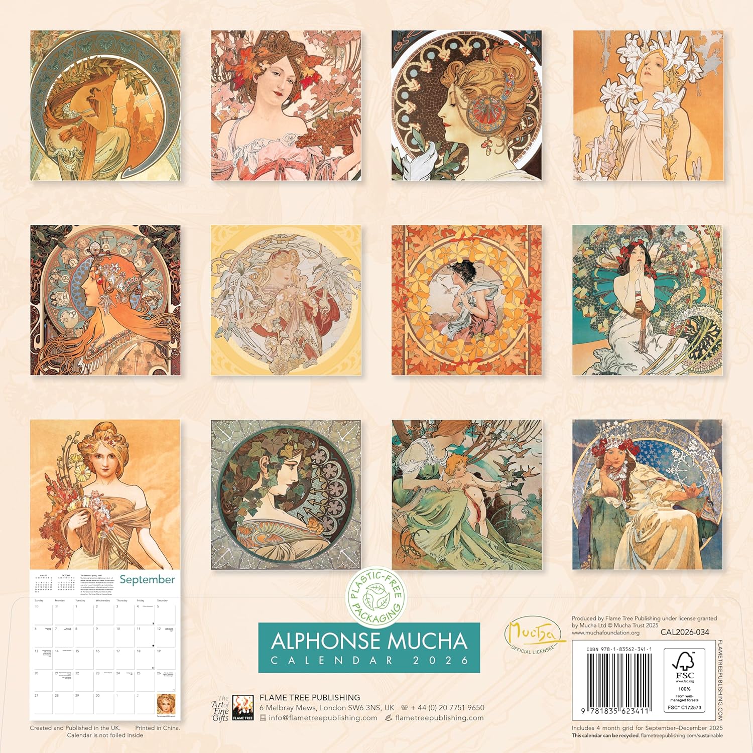 ALPHONSE MUCHA WALL CALENDAR 2026 - Image 3
