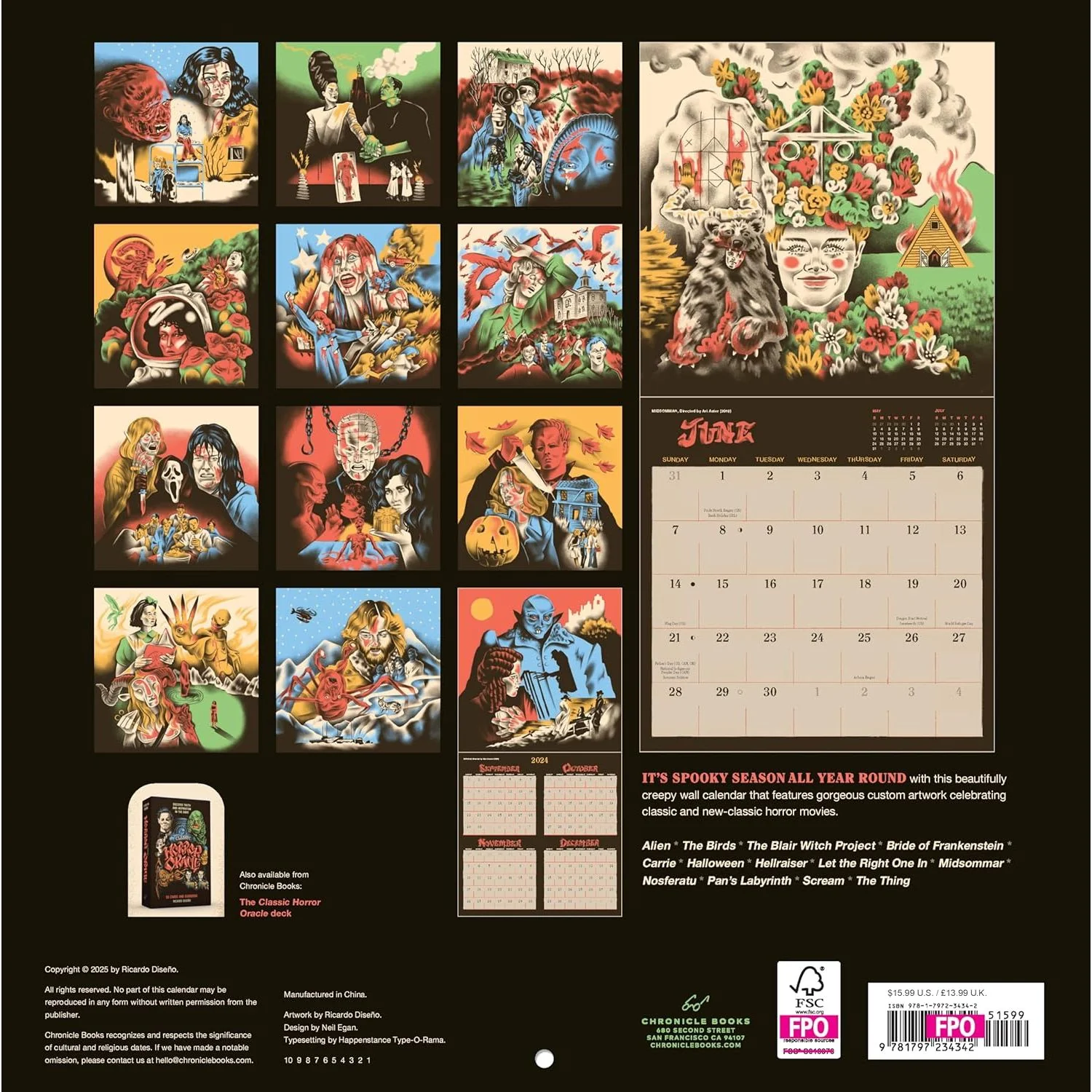 CLASSIC HORROR MOVIES 2026 WALL CALENDAR - Image 4