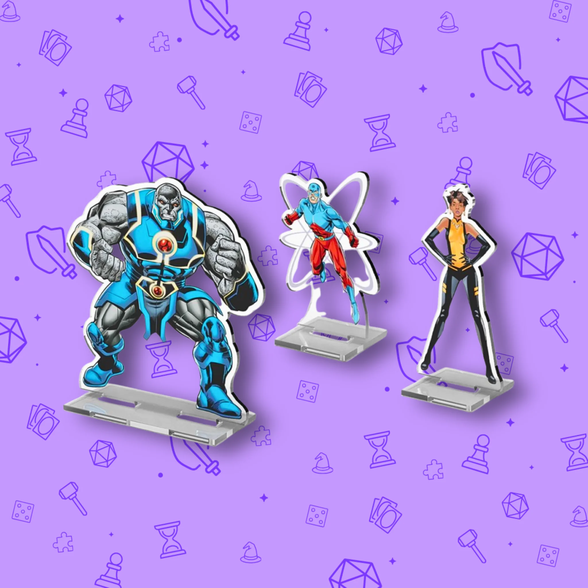 DC DECKBUILDING 2D STANDEES: PACK 4 OVERSIZED DARKSEID, THE ATOM, & VIXEN