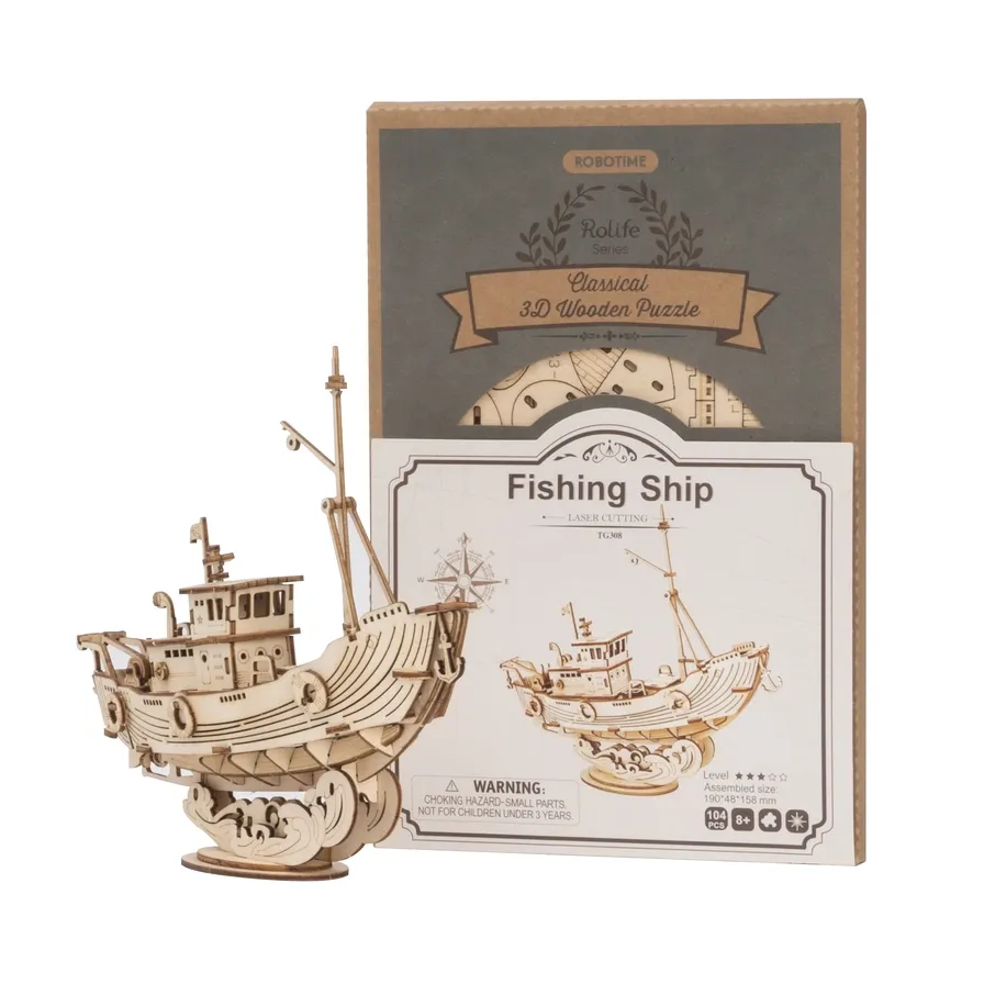 FISHING SHIP 3-D WOODEN PUZZLE KIT - Image 2