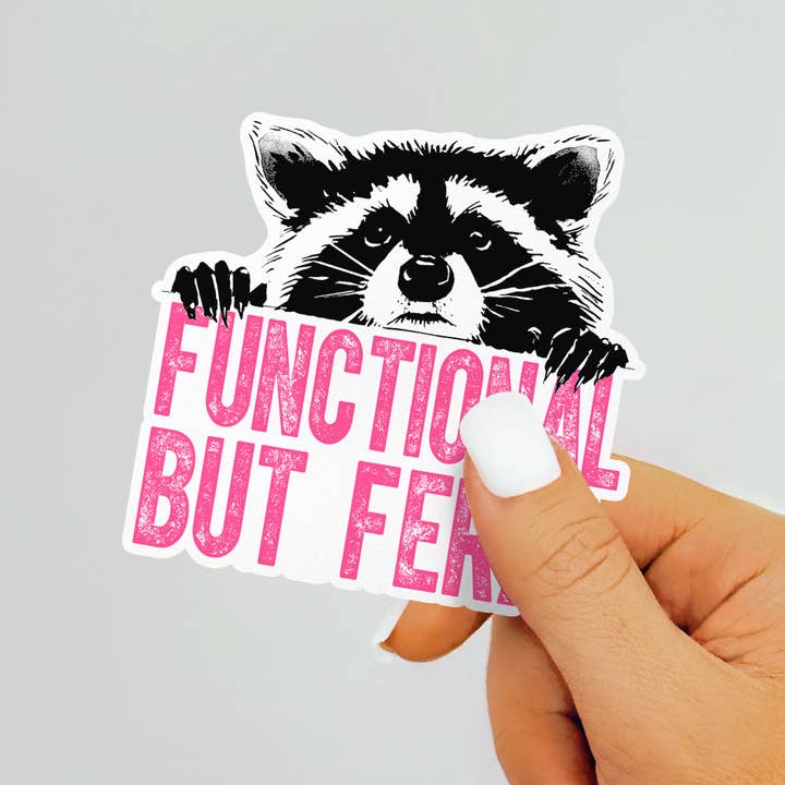 FUNCTIONAL BUT FERAL RACCOON STICKER - Image 2