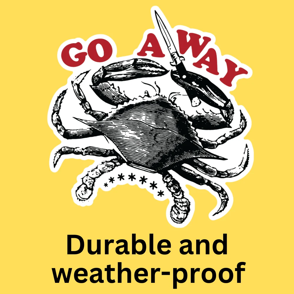 GO AWAY BIG CRAB VINYL CAR STICKER