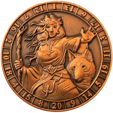 GOLIATH DICE COIN - D20 FEMALE DRUID