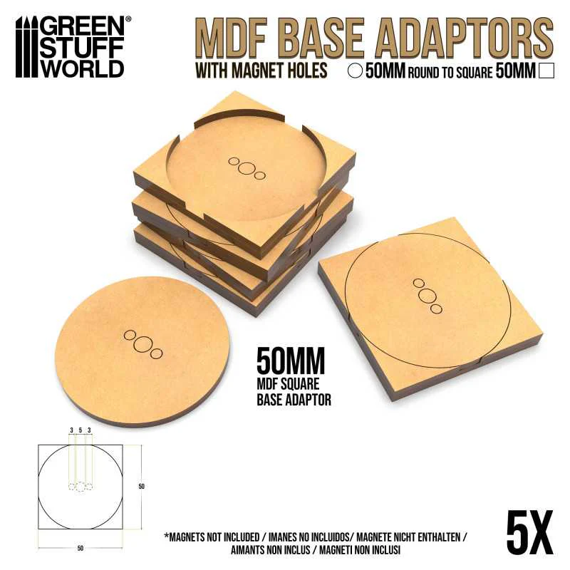 GSW BASE ADAPTOR - 50mm ROUND TO SQUARE