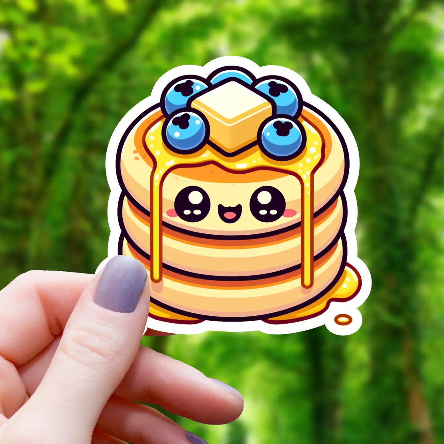 KAWAII BLUEBERRY PANCAKES STICKER