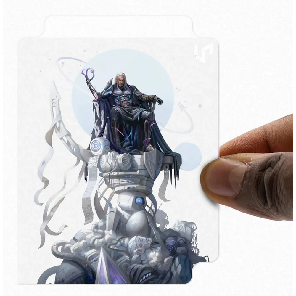 MTG EDGE OF ETERNITIES TEZZERET, CRUEL CAPTAIN SLEEVES (100) IN CLEAR DECK BOX - Image 3