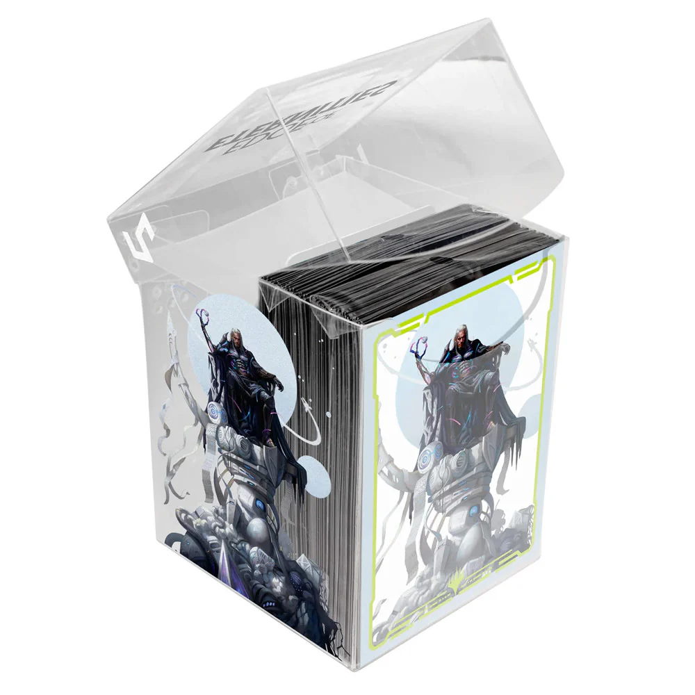 MTG EDGE OF ETERNITIES TEZZERET, CRUEL CAPTAIN SLEEVES (100) IN CLEAR DECK BOX - Image 4