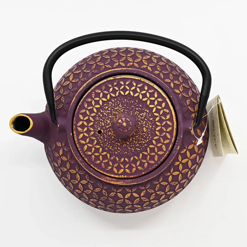 PURPLE SHIPPO DESIGN 32OZ CAST IRON TEA POT - Image 3