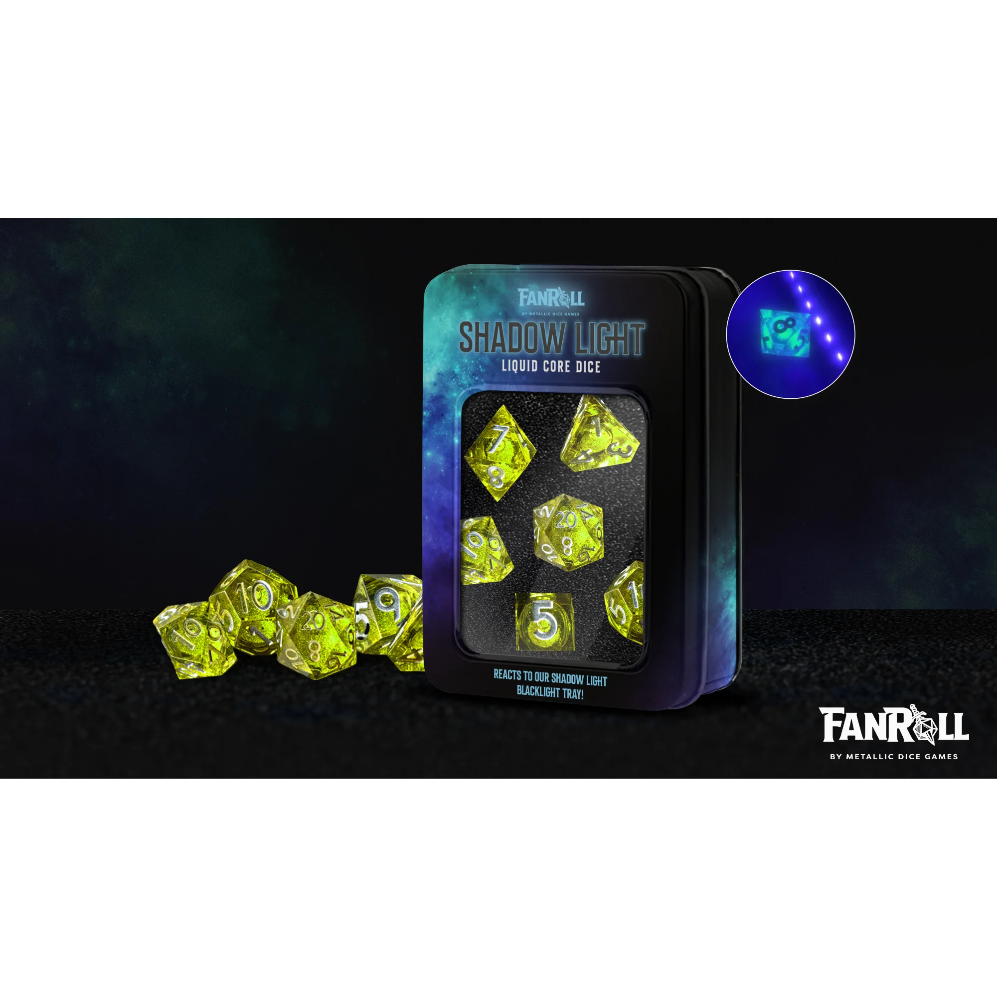 SHADOW LIGHT UV REACTIVE LIQUID CORE DICE SET
